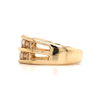 Estate Geometric Style Diamond Ring in Yellow Gold