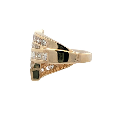 ESTATE Diamond 5 Row Cocktail Ring in Yellowo Gold