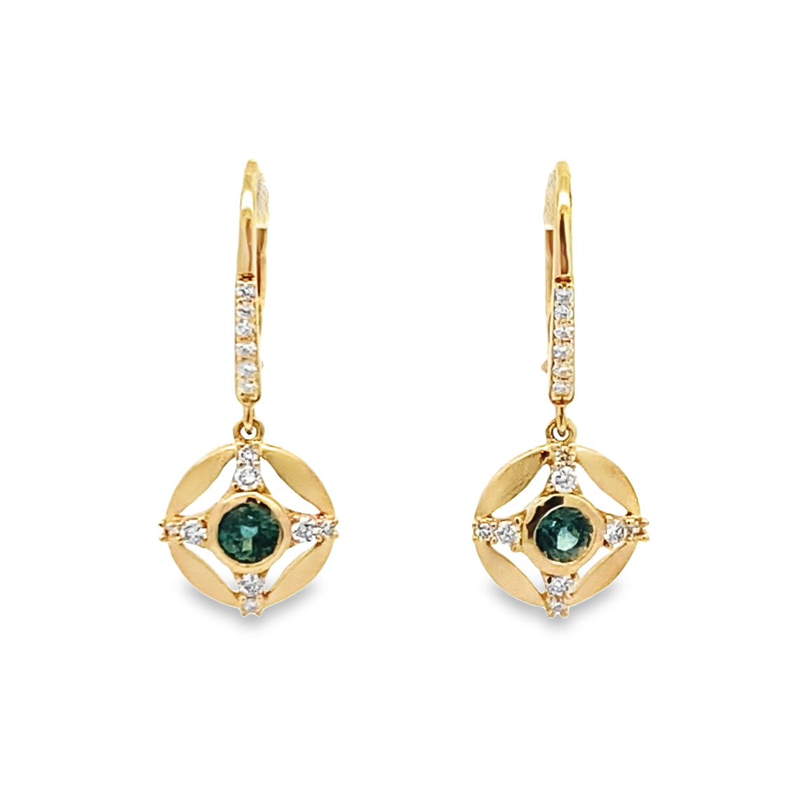 Montana Sapphire and Diamond Earrings in Yellow Gold by Parlé