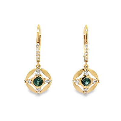 Montana Sapphire and Diamond Earrings in Yellow Gold by Parlé