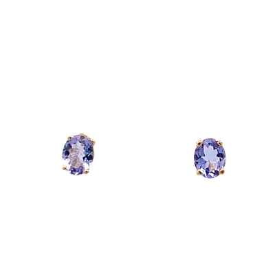 ESTATE Tanzanite Studs in Yellow Gold