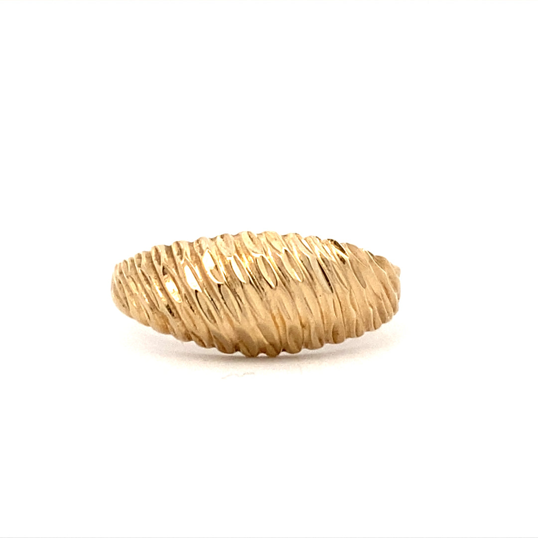 ESTATE D/C Ridged Dome Ring in Yellow Gold