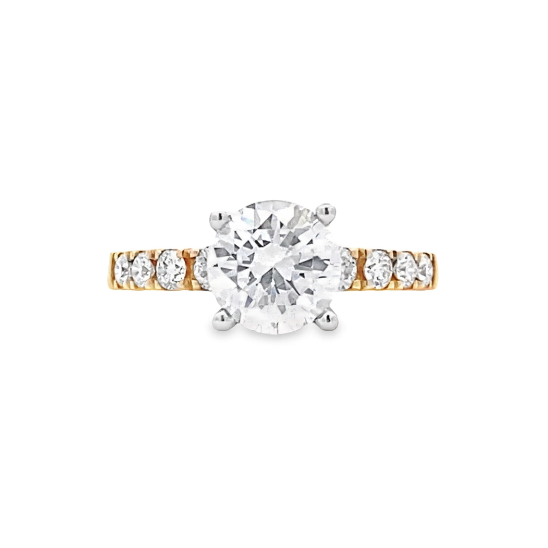Round Diamond Side Stone Engagement Ring in Two-Tone Gold by Gabriel & Co.