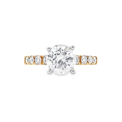 Round Diamond Side Stone Engagement Ring in Two-Tone Gold by Gabriel & Co.