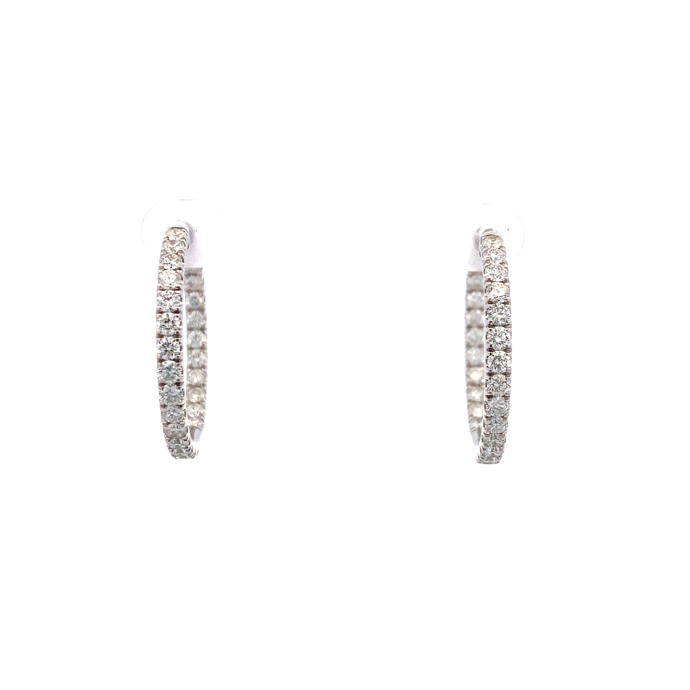 14 Karat White Gold Hoop Earrings Diamond Earrings HS180710-14WF