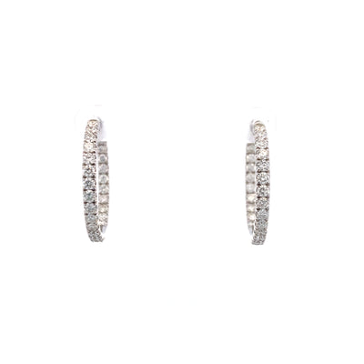 14 Karat White Gold Hoop Earrings Diamond Earrings HS180710-14WF