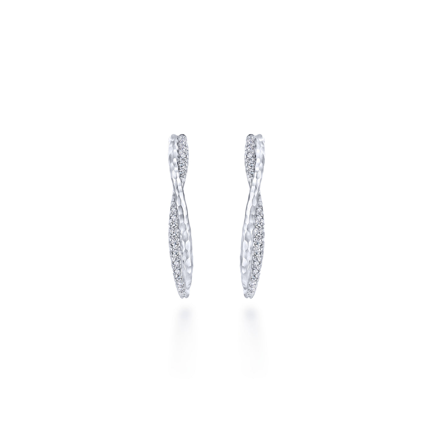 Hammered Twisted Hoops in Silver by Gabriel & Co.