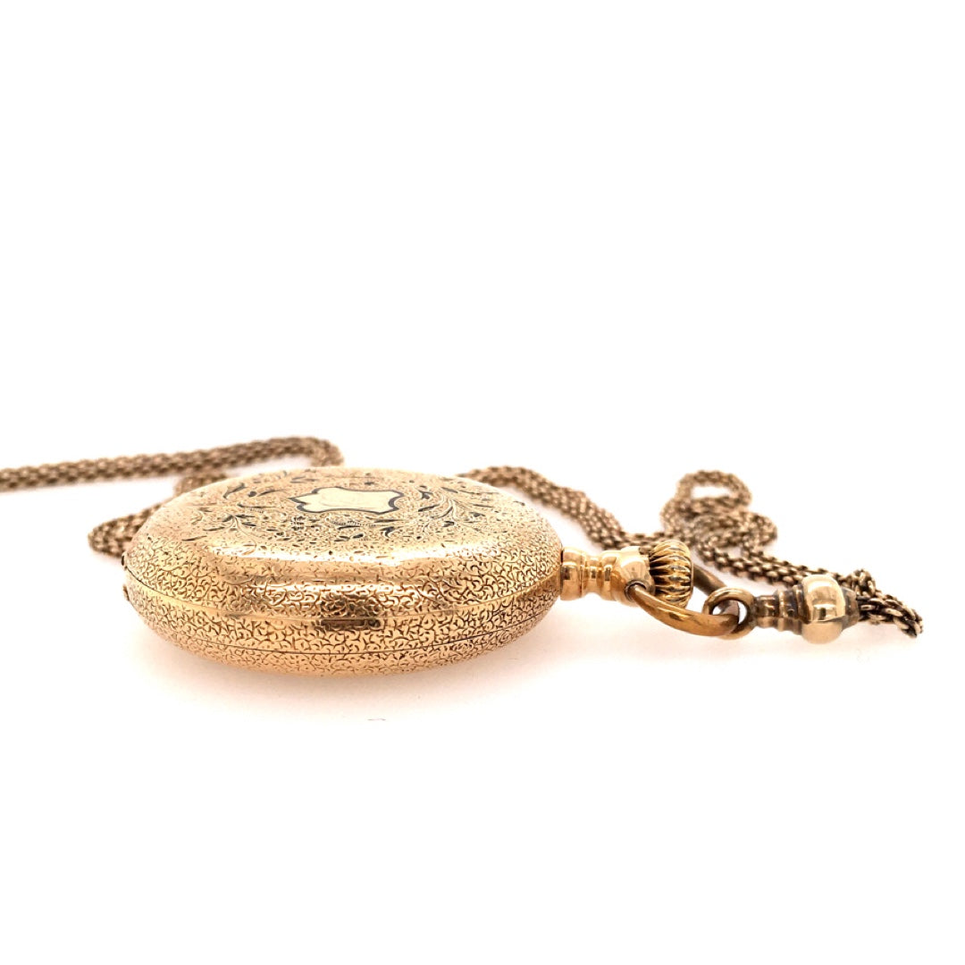 Estate 14K Agassiz Pocket Watch w/ Chain