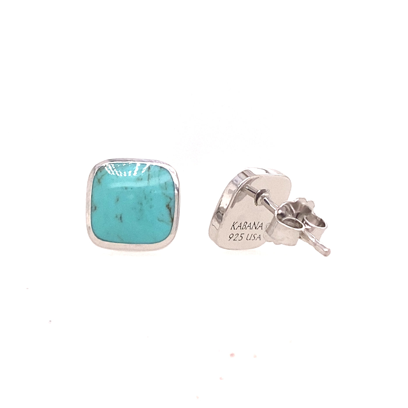 Square Turquoise Studs in Silver by Kabana