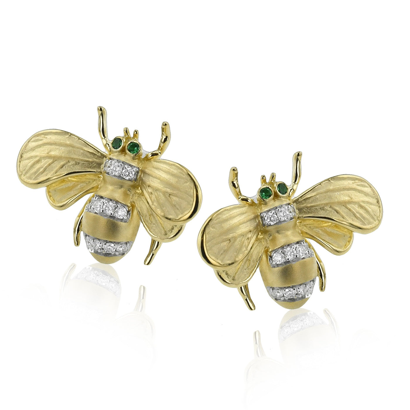 Whimsical Bee Earrings  in Yellow Gold by Simon G