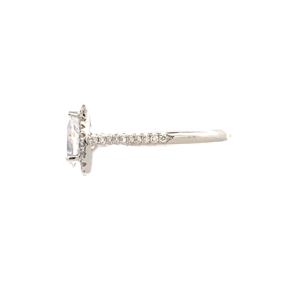 Pear Shaped Halo Engagement Ring in White Gold by Fana