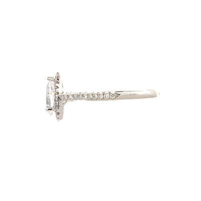 Pear Shaped Halo Engagement Ring in White Gold by Fana