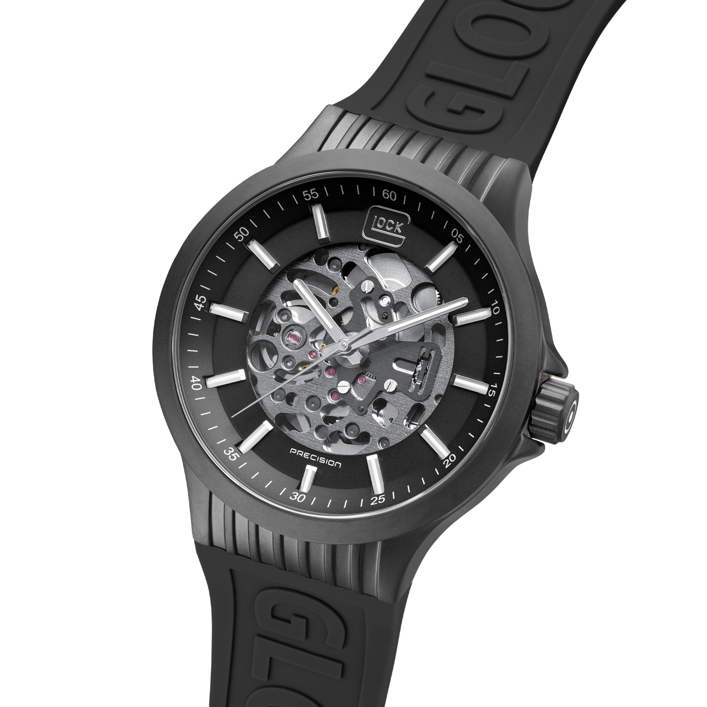 44mm Automatic Black SS Black Silicone Strap 10 ATM by Glock