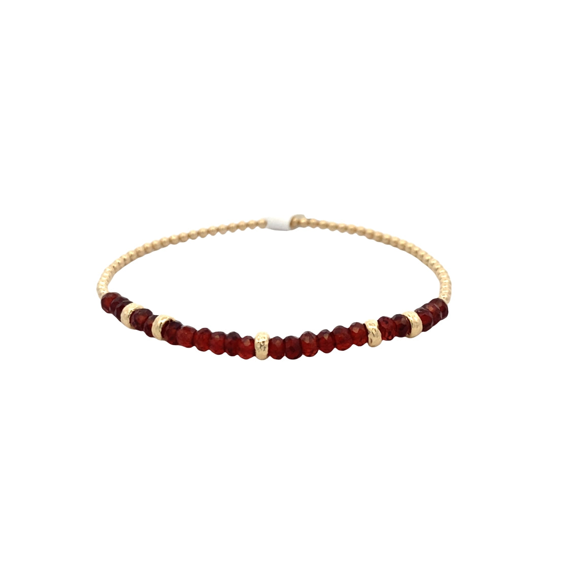 2mm Garnet and Rondelle Beaded Bracelet in Silver with Yellow Gold Plating by Karen Lazar