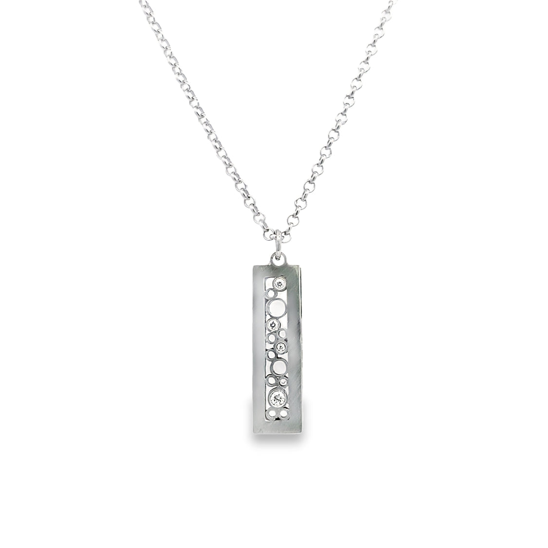 Sterling Silver Drop Style Diamond Pendants 645-04685