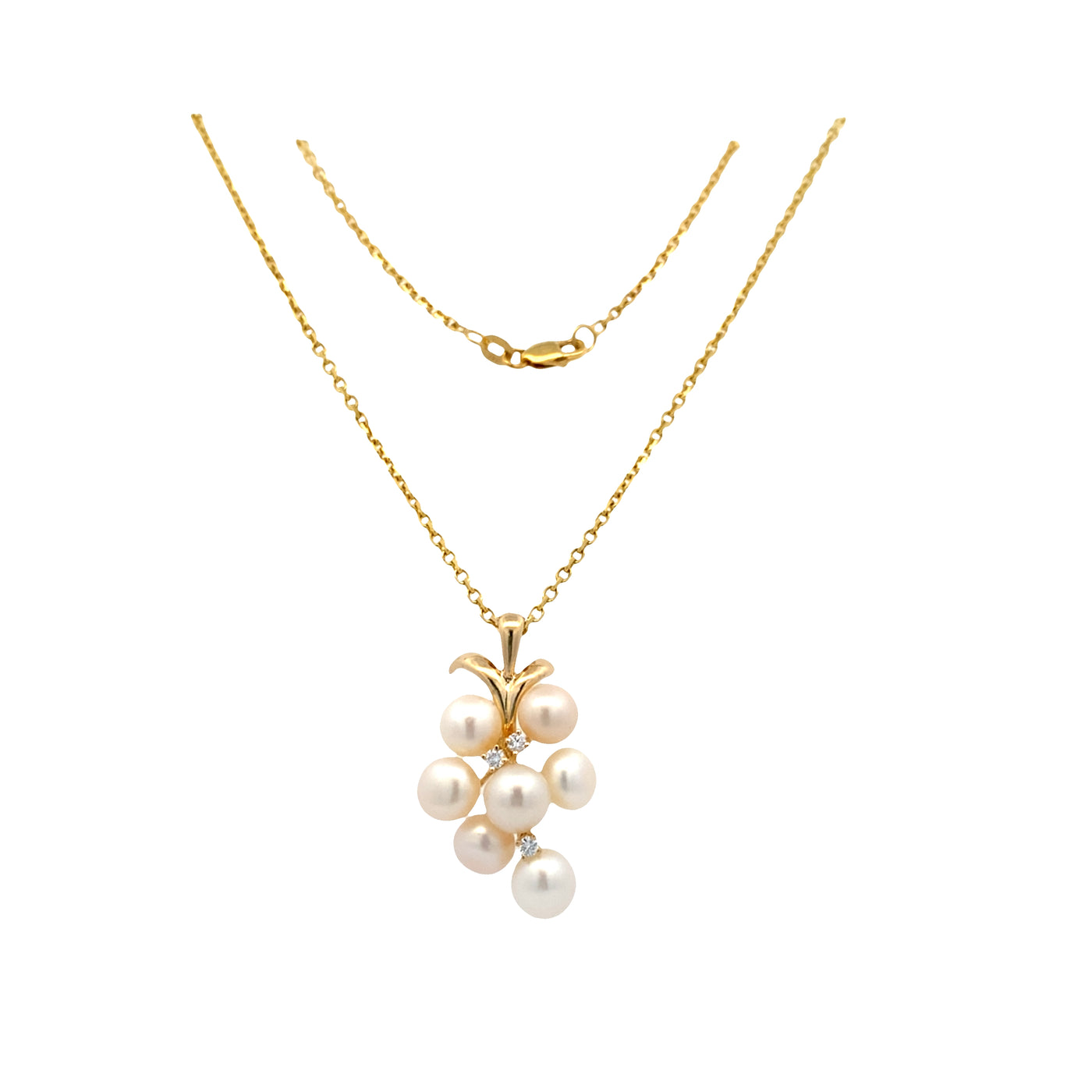 ESTATE Pearl and DIamond Pendant in Yellow Gold