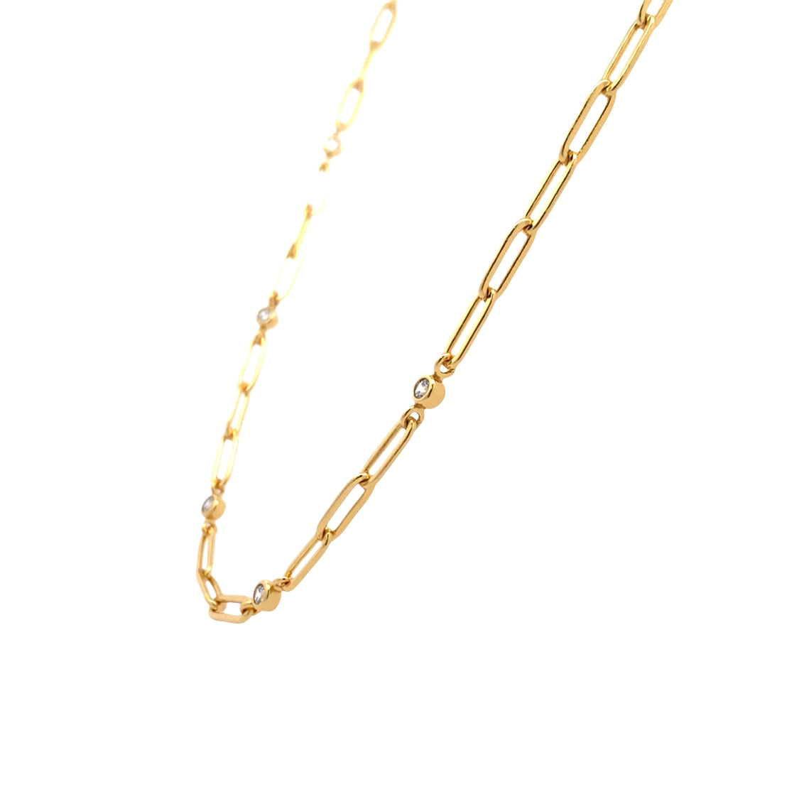 CZ Paperclip Necklace in Silver with Yellow Gold Plating by Ania Haie