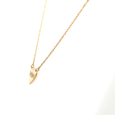 "MOM" Heart Necklace in Yellow Gold