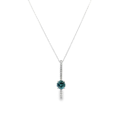 Montana Sappphire and Diamond Drop Pendant in White Gold by Parlé