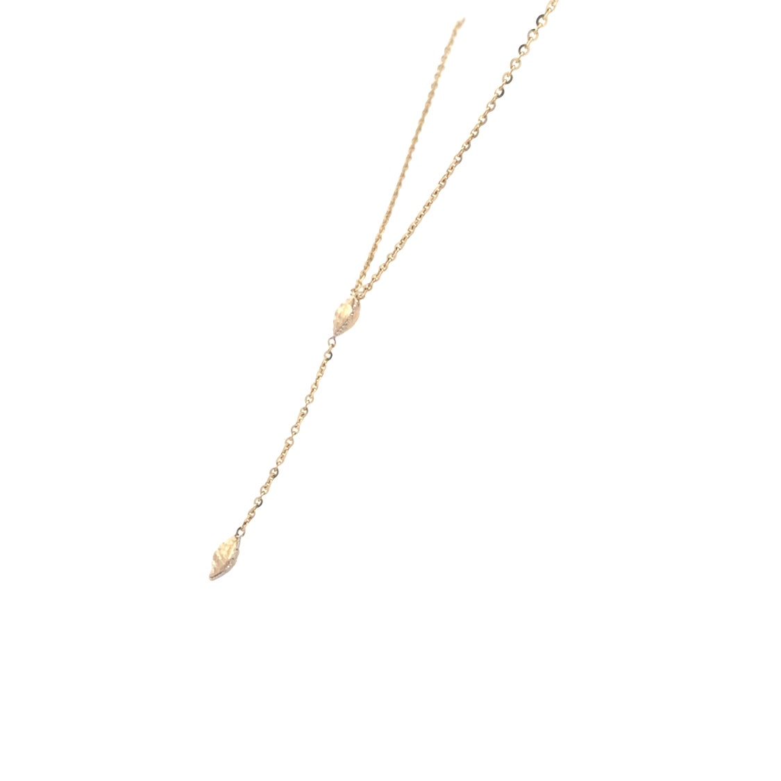 Textured "Y" Necklace in Yellowo Gold