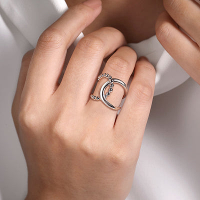 Interlocking Bujukan Ring in Silver by Gabriel & Co.