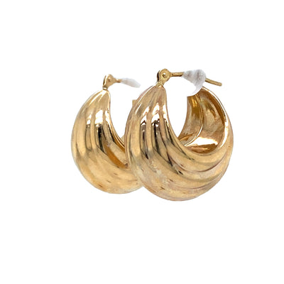 Estate Layered Holow Hoops in Yellow Gold