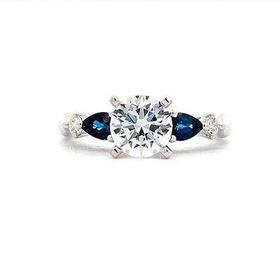 Round Diamond Side Stone Engagement Ring in White Gold by Gabriel & Co.