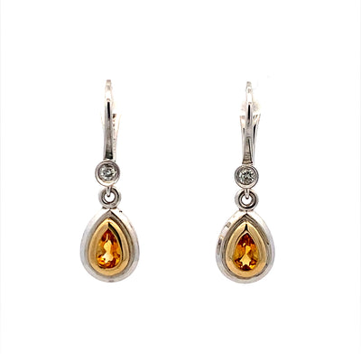 Citrine Drop Earrings in Two-Tone Gold by B&C