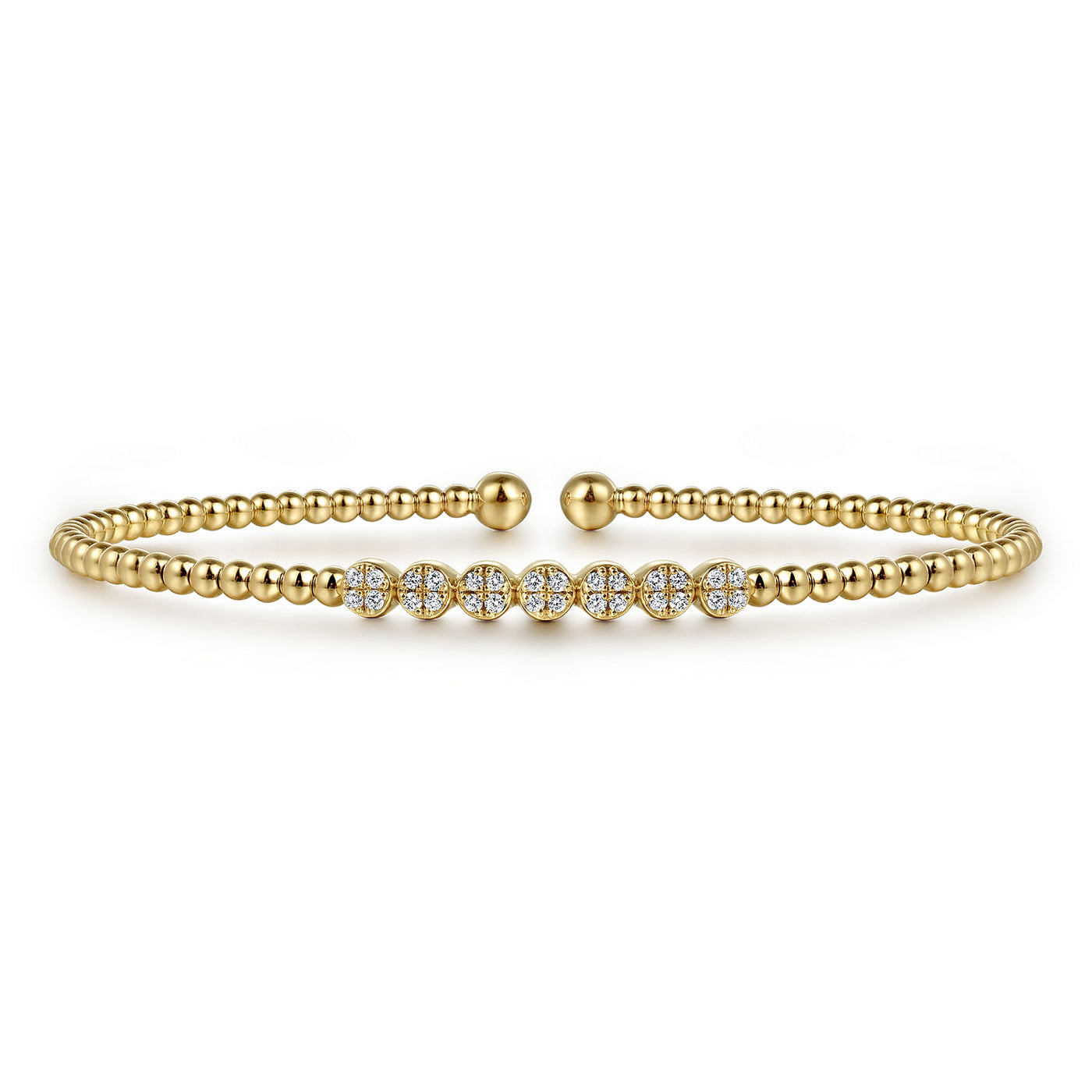 Beaded Diamond Bangle in Yellow Gold by Gabriel & Co.