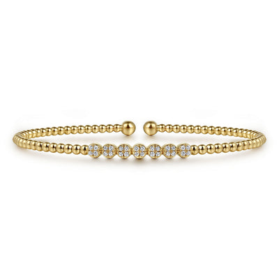 Beaded Diamond Bangle in Yellow Gold by Gabriel & Co.