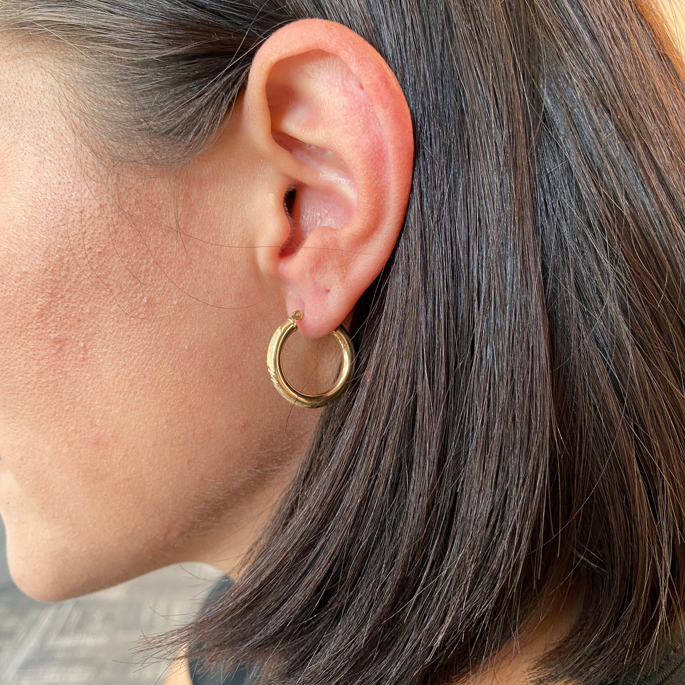 ESTATE Fancy Hoop Earrings in Yellow Gold