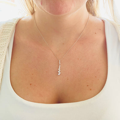 Diamond Linear Cluster Pendant in White Gold by Gabriel & Co.