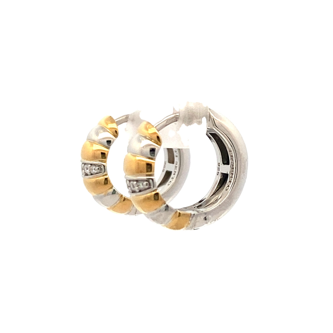 Hoop Earrings with Cubic Zirconiain in Silver and Gold Plating by Ti Sento Milano