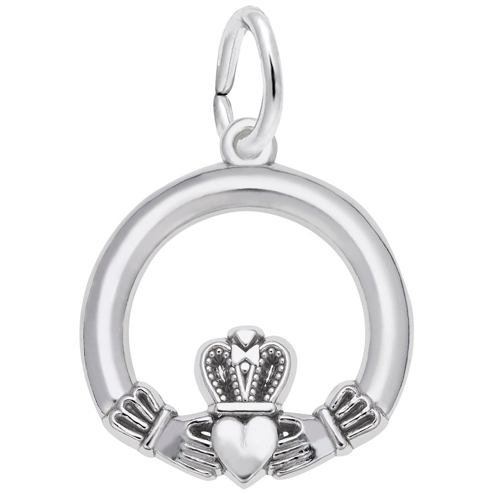 Sterling Silver Petite Claddaugh Charm 7793