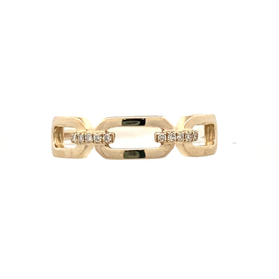 Diamond Fancy Link RIng in Yellow Gold by Gabriel & Co.