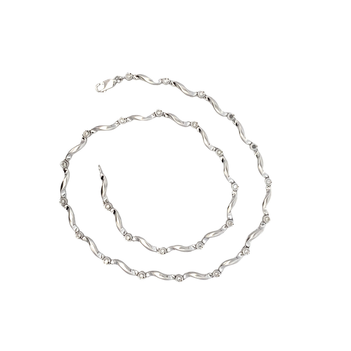 ESTATE Diamond Station Necklace in White Gold