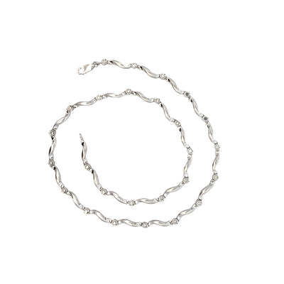 ESTATE Diamond Station Necklace in White Gold