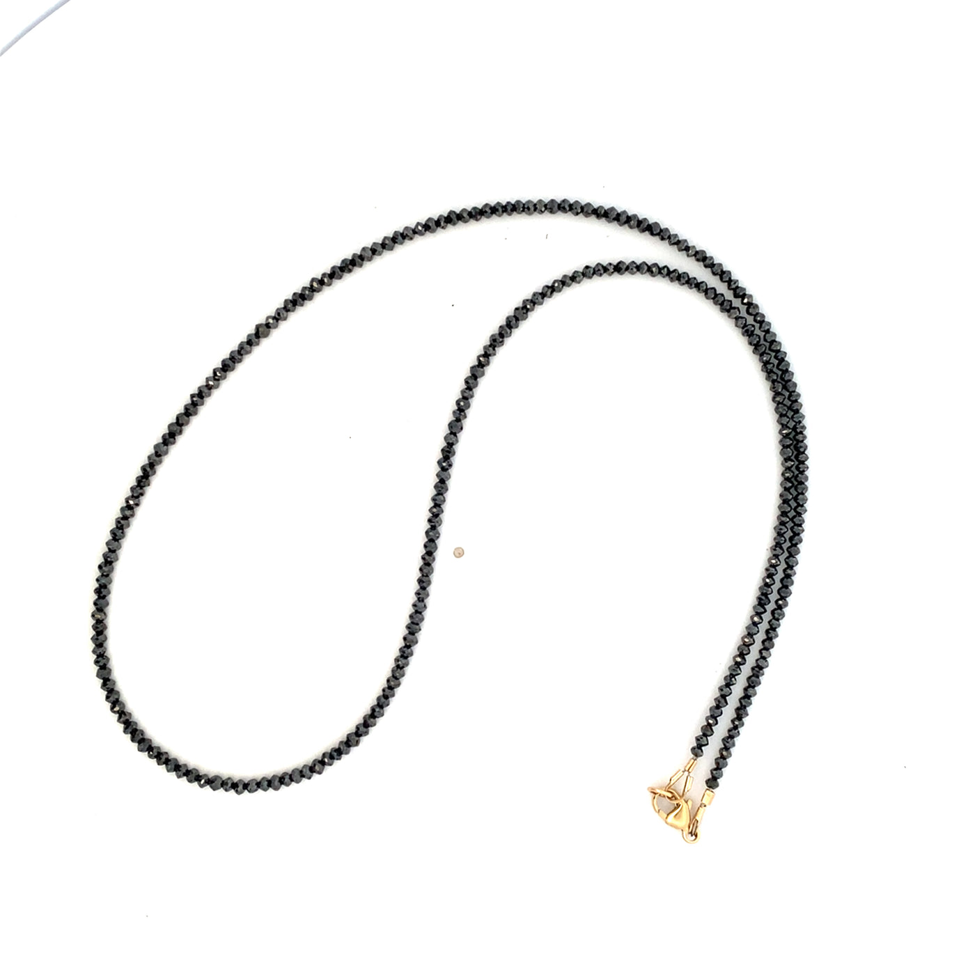 Black Diamond Beaded Necklace in Yellow Gold
