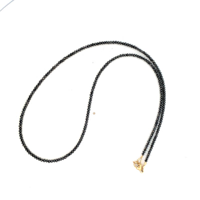 Black Diamond Beaded Necklace in Yellow Gold