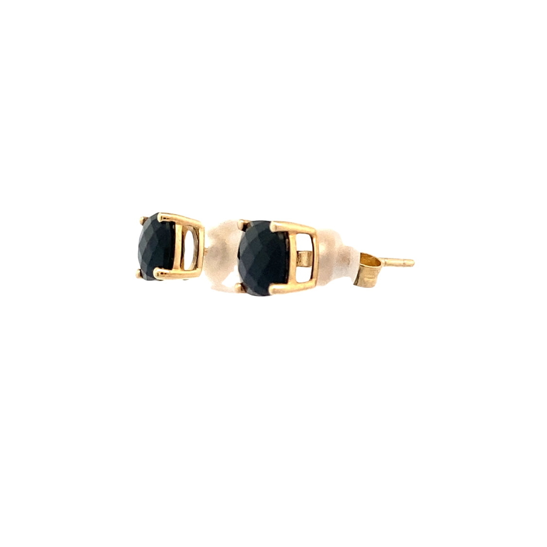 Black Onyx Studs in Yellow Gold