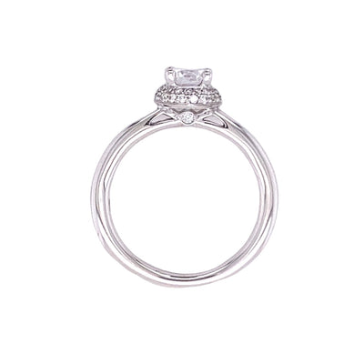 Round Diamond Halo Engagement Ring in White Gold