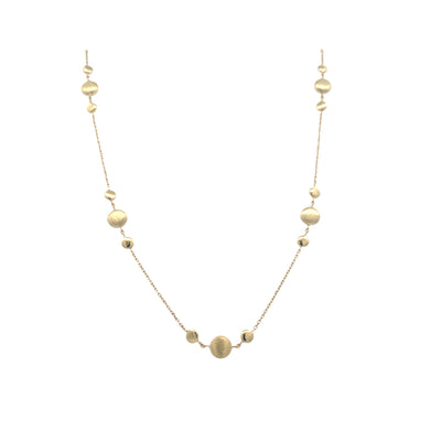 Satin and Polished Station Necklace in Yellow Gold