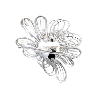 ESTATE Large Cluster Pearl Floral Pin in Silver