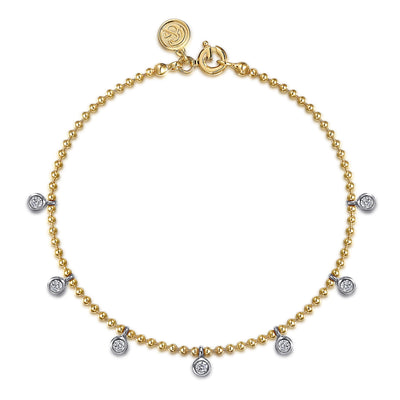 Beaded White Sapphire Station Bracelet in Yellow Gold by Gabriel & Co.