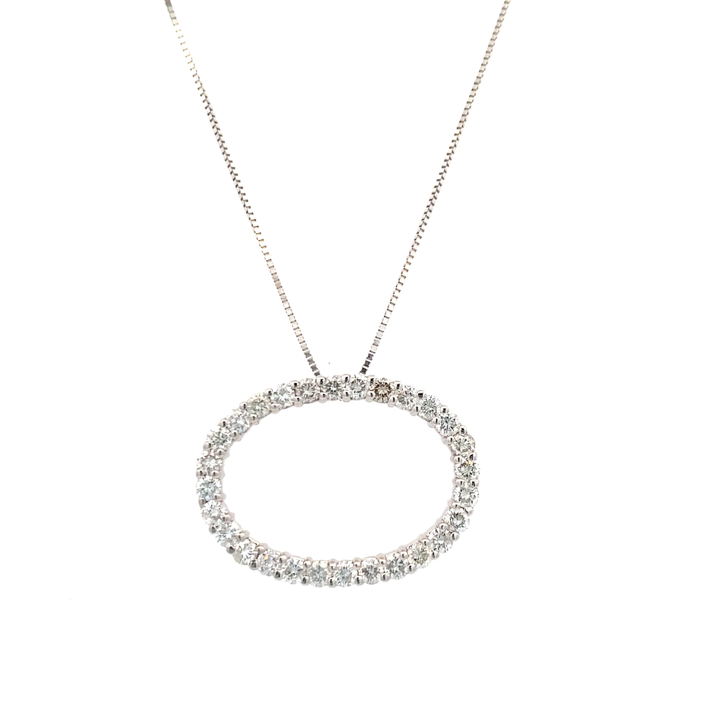 ESTATE Diamond Oval Pendant in White Gold