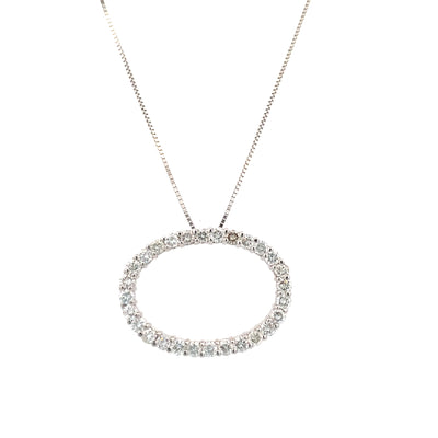 ESTATE Diamond Oval Pendant in White Gold