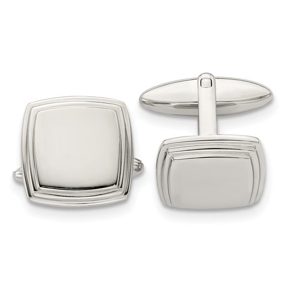 Engraveable Stainless Steel Polished Square Cufflinks SRC154