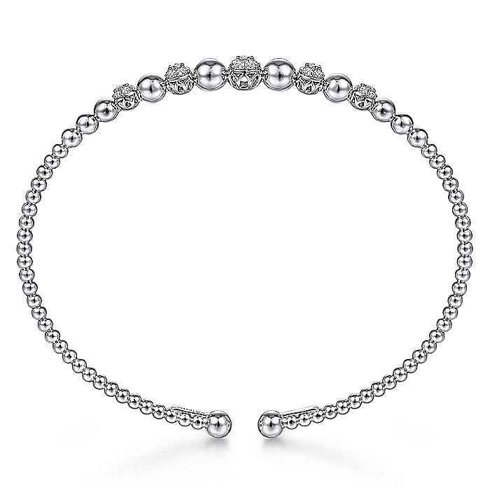 Five Diamond Cluster Bujukan Bangle in White Gold by Gabriel & Co.