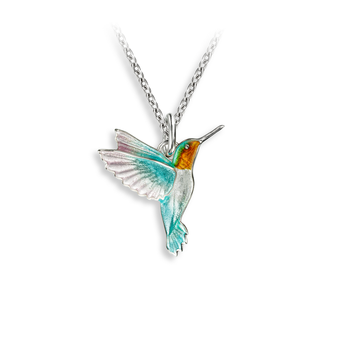 Sterling Silver Enamel Hummingbird Pendant by Nicole Barr
