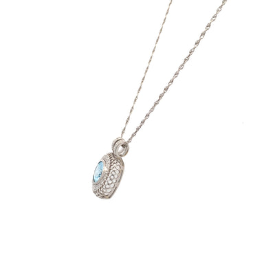 ESTATE Aquamarine and Diamond Pendant in White Gold